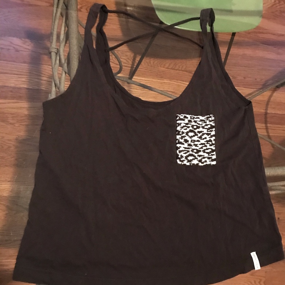 Black Tank Top with Crochet pocket